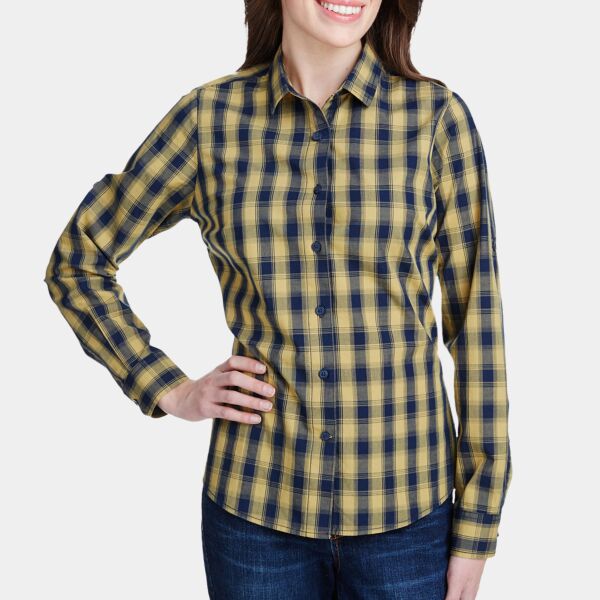 Women's Mulligan Check Long Sleeve Cotton Dress Shirt Thumbnail