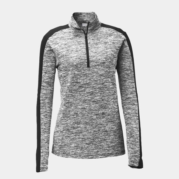 Women's PosiCharge ® Electric Heather Colorblock 1/4 Zip Pullover Thumbnail