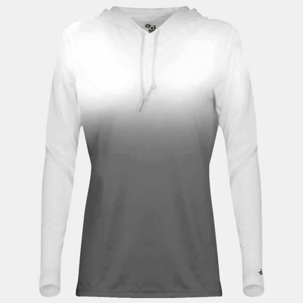 Women's Ombre Long Sleeve Hooded T-Shirt Thumbnail