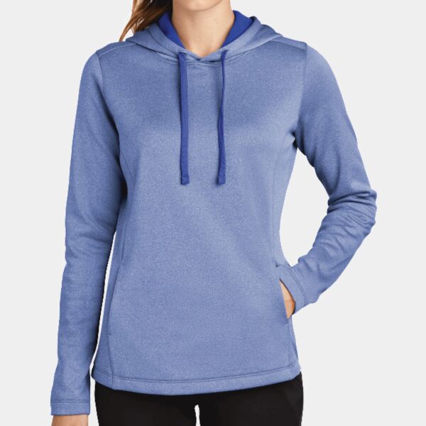 ® Ladies PosiCharge ® Sport Wick ® Heather Fleece Hooded Pullover Thumbnail